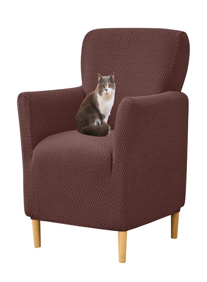 HFCNMY Banquet Armchair Slipcover,Stretch Knitted Jacquard Armchair Cover Washable Chair Covers Soft Chair Slipcovers with Arms Armchair Slipcovers for Living Room Furniture Protector Coffee - Image 1